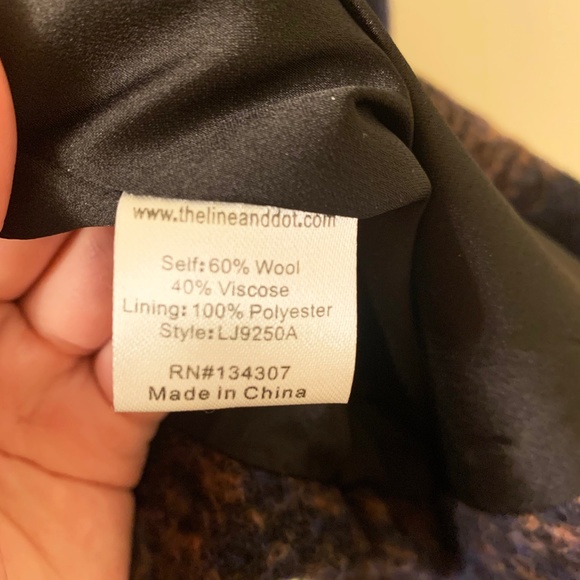 Line & Dot Navy Brown Plaid Pattern Wool Jacket - Picture 5 of 6